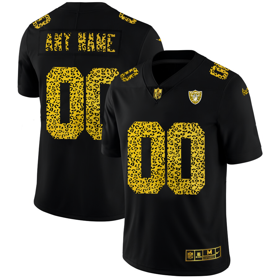Las Vegas Raiders Custom Men Nike Leopard Print Fashion Vapor Limited NFL Jersey Black-0